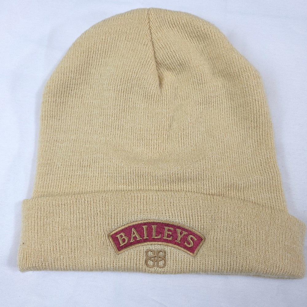 Baileys Irish Cream Beanie Cuffed Logo Patch Tan Unisex OS Cozy Streetwear